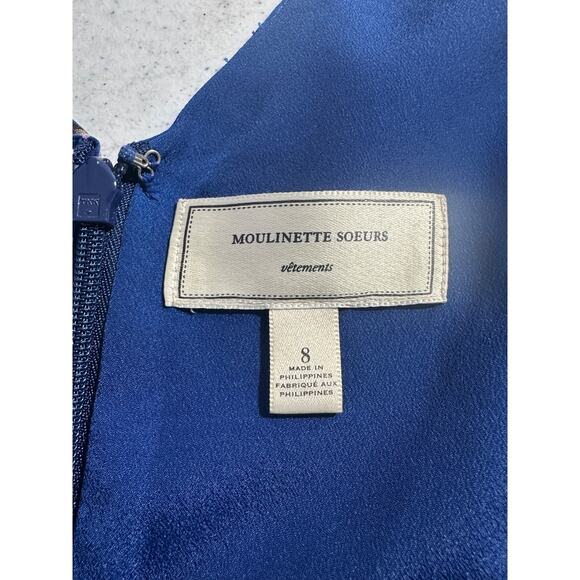 Anthropologie Moulinette Soeurs 8 Rosado Blue Floral Sheath Dress Cocktail B19 - Picture 7 of 9